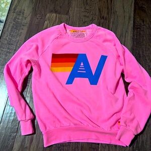 Aviator Nation neon pink crew sweatshirt, XS